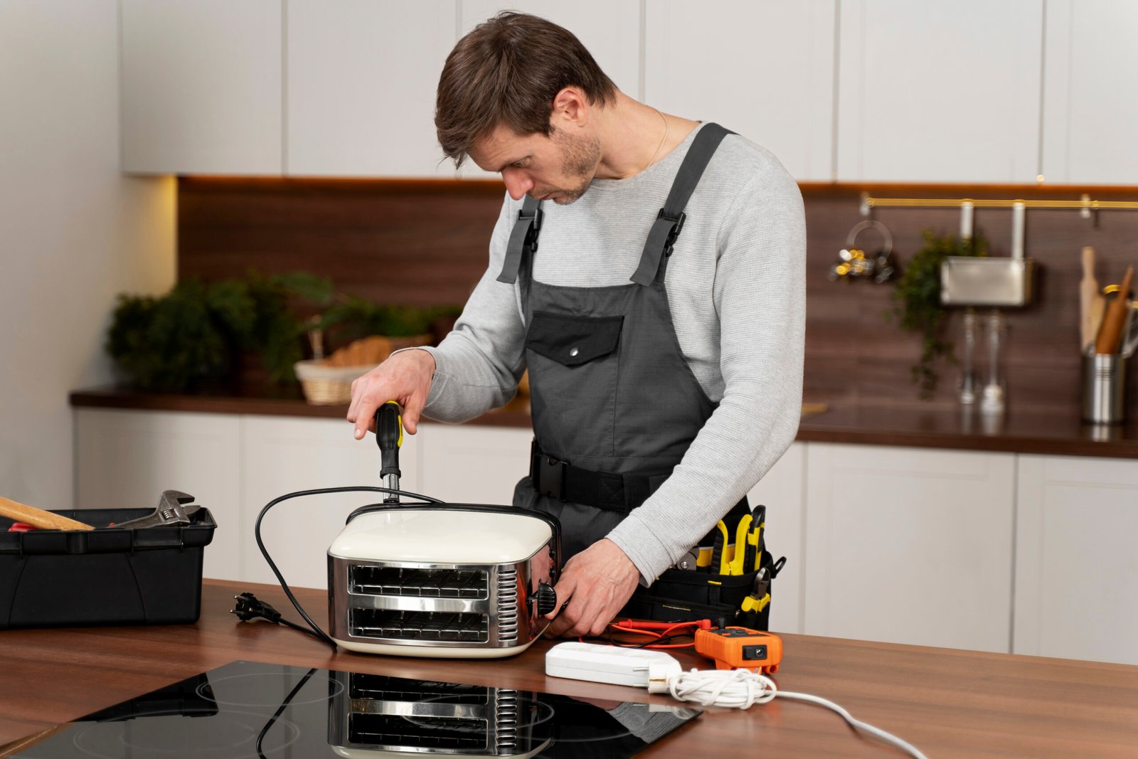 Técnico reparando tostadora en Puigcerdà